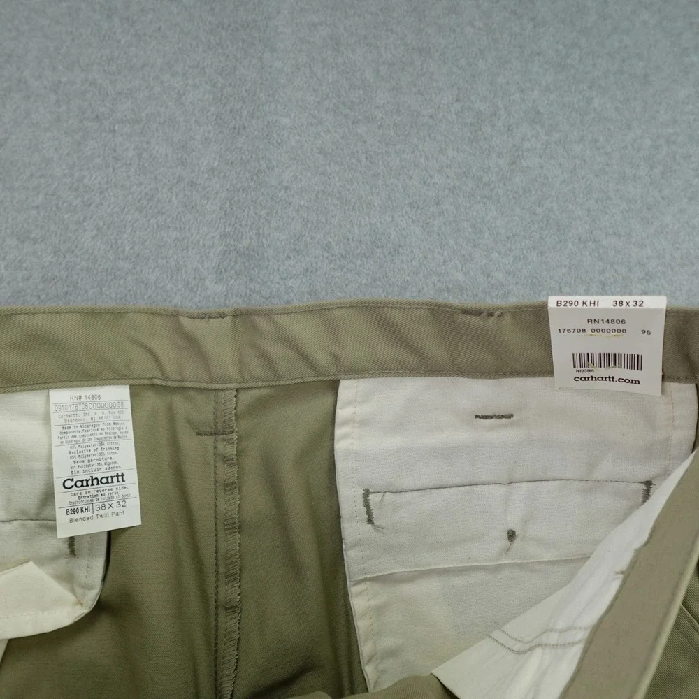 Carhartt Pants Mens 38x32 Khaki Relaxed Fit Twill Blended Work